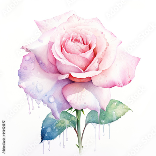 Watercolor rose . Generative Ai