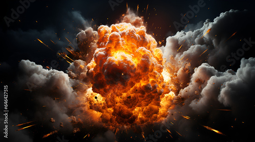 realistic explosion on transparent background