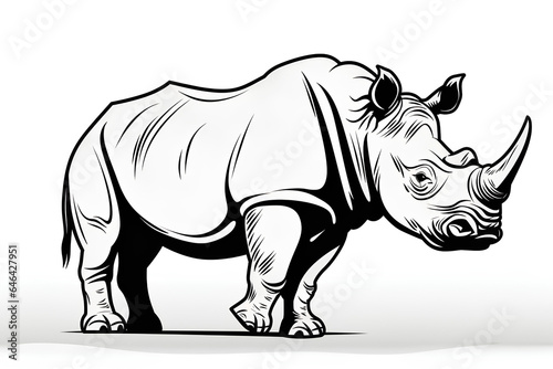 Icon of a rhino  white background  AI GENERATED
