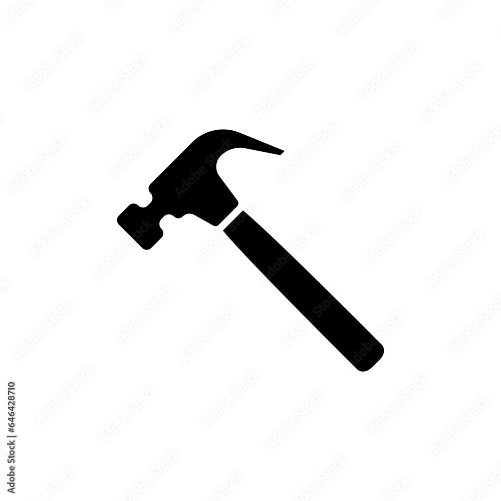 Hammer icon. Simple solid style. Hummer, metal, tool, hit, carpentry, construct, hardware, handyman, development concept. Black silhouette, glyph symbol. Vector isolated on white background. SVG. Hammer icon. Simple solid style. Hummer, metal, tool, hit, carpentry, construct, hardware, handyman, development concept. Black silhouette, glyph symbol. Vector isolated on white background. SVG.