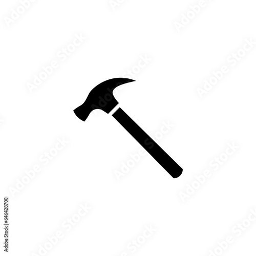 Hammer icon. Simple solid style. Hummer, metal, tool, hit, carpentry, construct, hardware, handyman, development concept. Black silhouette, glyph symbol. Vector isolated on white background. SVG. © Mantav Jivva