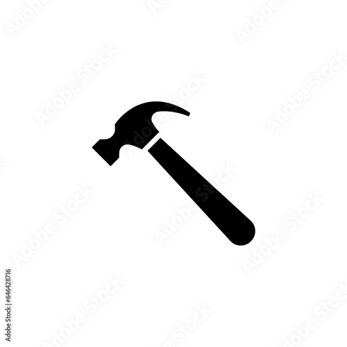Hammer icon. Simple solid style. Hummer, metal, tool, hit, carpentry, construct, hardware, handyman, development concept. Black silhouette, glyph symbol. Vector isolated on white background. SVG.