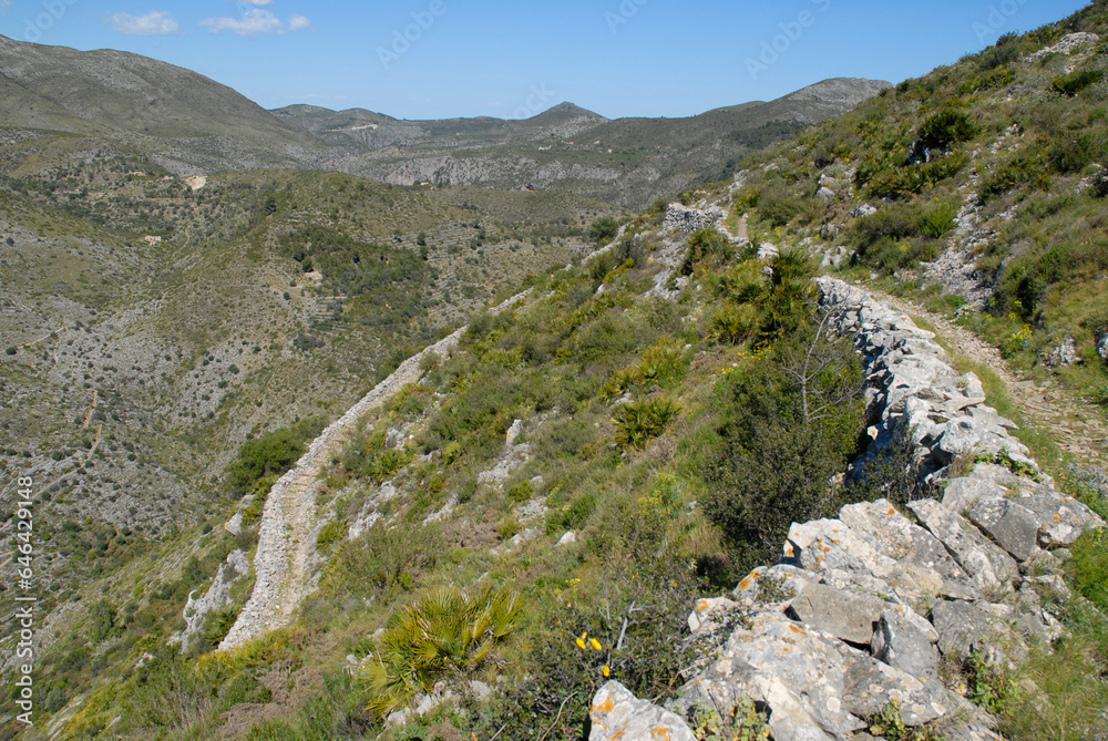 Historic Mozarabic mule trail in the Vall de Laguart, Alicante Province, Spain.  The stepped tracks are now a popular hiking route. 