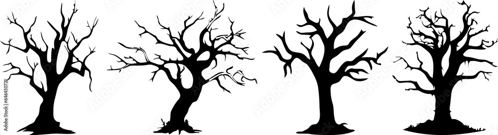 Fototapeta premium Eerie Dead Tree Silhouette, Horror Decorative Element