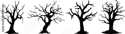 Eerie Dead Tree Silhouette  Horror Decorative Element