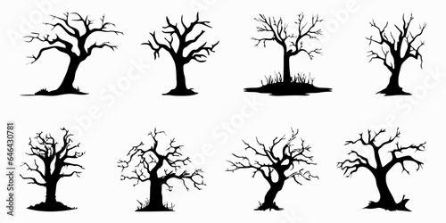 Spooky Dead Tree Silhouette, Horror Themed Decorative Element