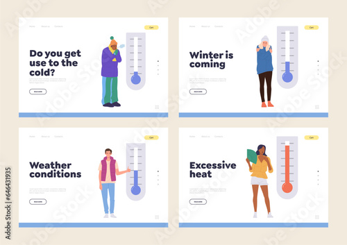 Landing page with heating or cooling problem at home apartment during seasonal temperature change