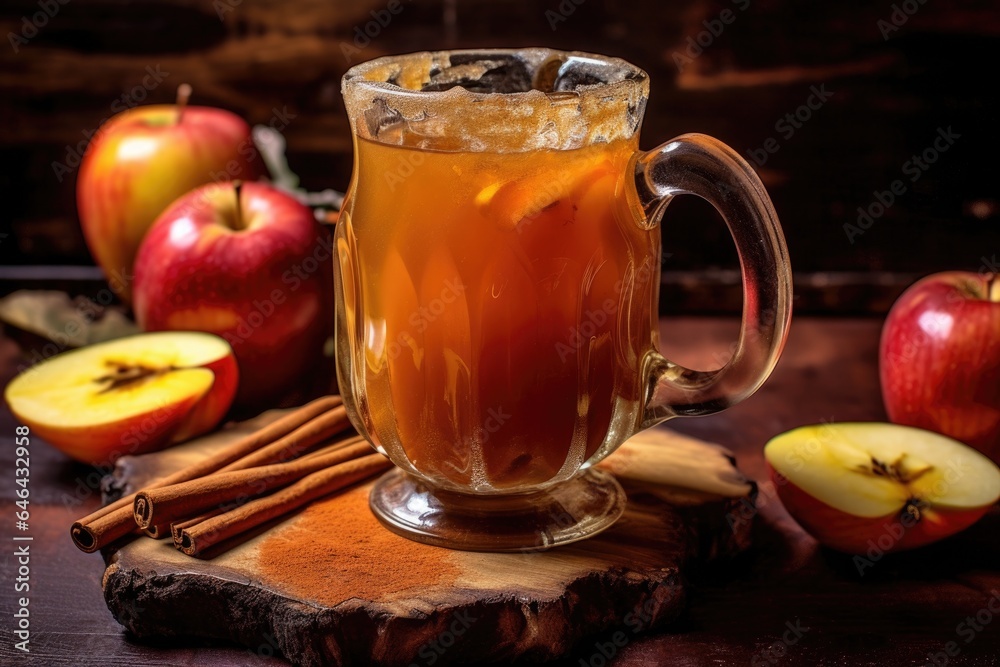 steaming hot apple cider in a glass mug steaming hot apple cider in a glass mug