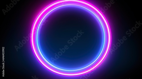 Circle Light Effect. Neon Glow Burst with Motion Blur and Energy Waves. Round Frame for Design Isolated on Black Background