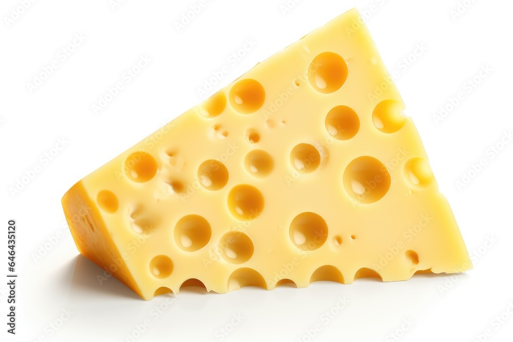 Piece of delicious cheese cut out on a white background. Piece of delicious cheese cut out on a white background.
