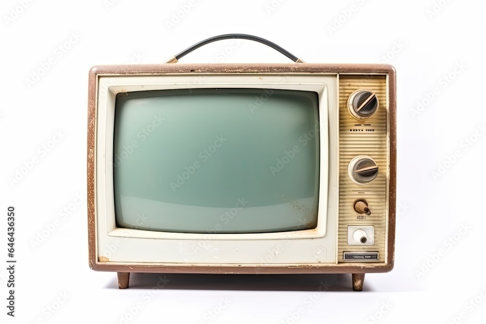 An antique television set with a grooved wooden frame, embodying the classic style of retro technology.