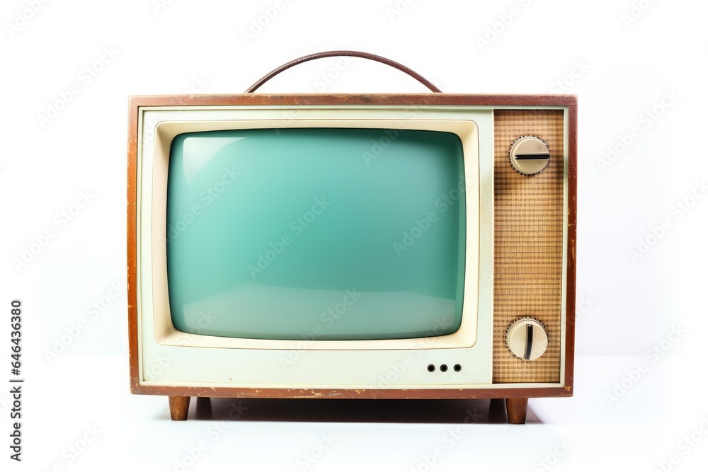 A classic 60s or 70s vintage television set with a grungy, dirty screen, adding a touch of nostalgia to any room.