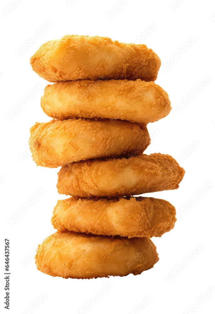 Browned chicken nuggets isolated on white background, clipart. Png with transparent background, cutout. Browned chicken nuggets isolated on white background, clipart. Png with transparent background, cutout.