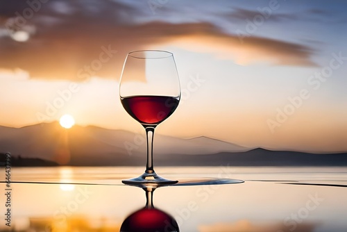 Majestic view of wine glass over the beach