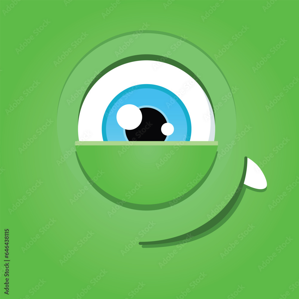 Monster eye. Cartoon illustration of a funny smiling shyly monster with one eye. Vector 10 EPS. Monster eye. Cartoon illustration of a funny smiling shyly monster with one eye. Vector 10 EPS.