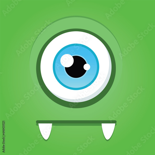 Monster eye. Cartoon illustration of a funny doubting monster with one eye. Vector 10 EPS.