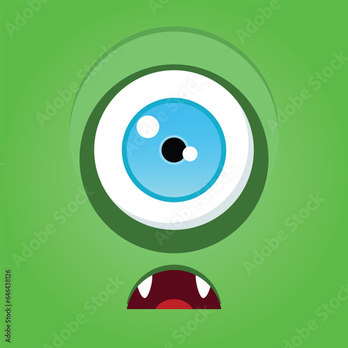 Monster eye. Cartoon illustration of a funny scared monster with one eye. Vector 10 EPS.