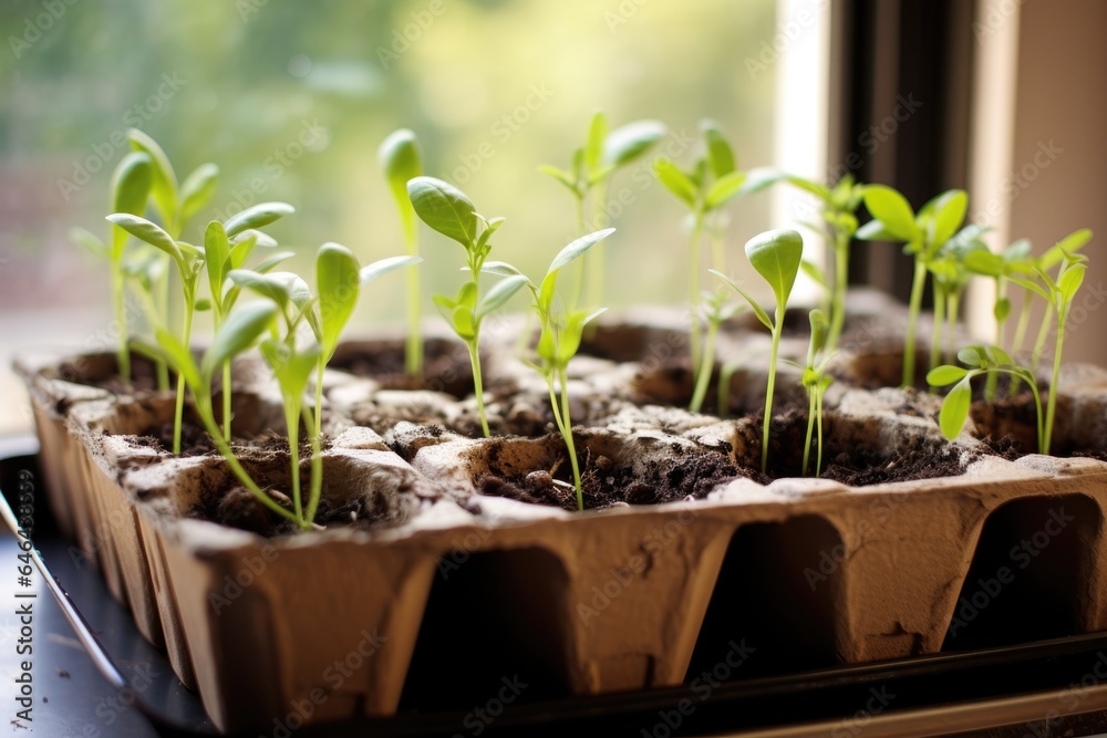 seedlings growing in a repurposed egg carton seedlings growing in a repurposed egg carton