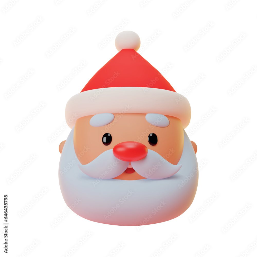 3d Santa Claus head. Cute Santa Claus cartoon character isolated on a white background. Winter holiday illustration. Vector 10 EPS.
3d Santa Claus head. Cute Santa Claus cartoon character isolated on a white background. Winter holiday illustration. Vector 10 EPS.