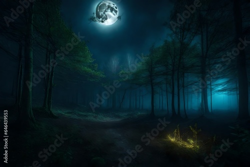 Dark forest cursed theme, moonlight creepy - AI Generative © Being Imaginative