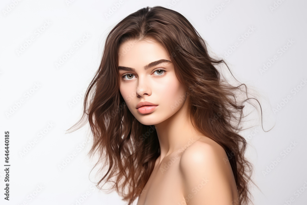 A Woman With Long Hair Posing For A Picture. Сoncept Hair Care, Beauty Photography, Femininity, Self Confidence A Woman With Long Hair Posing For A Picture. Сoncept Hair Care, Beauty Photography, Femininity, Self Confidence