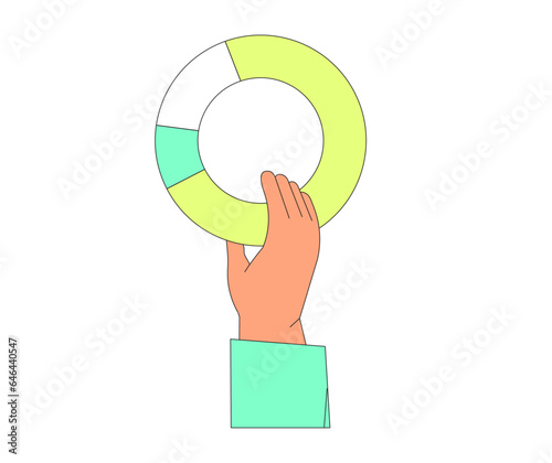 Economics strategy, analysis of sales, statistic, data statistic illustration for banner, landing web page. Analyst hand collect data and analyse business, business solution for ui or mobile app.