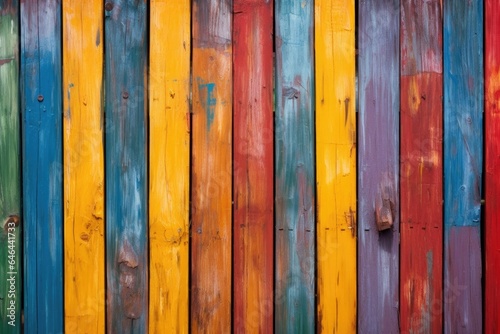 brightly painted wooden fence close-up for texture
