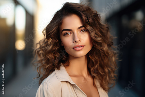 Trendy Young Woman Model Natural Background