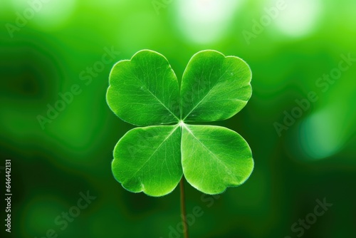 macro shot of a four-leaf clover against a blurred green background