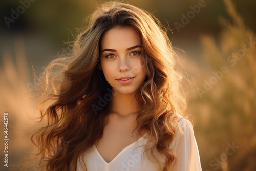 Elegant Young Woman Model Natural Background . Сoncept Elegance, Young Women Modelling, Natural Backgrounds, Fashion Photography