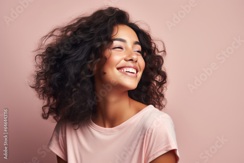 Expressive Young Woman Model On A Pastel Background