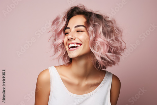 Expressive Young Woman Model On A Pastel Background . Сoncept Fashionable Youth Trends, Portrait Photography Tips, Using Colors To Create Moods, The Power Of Expression In Images