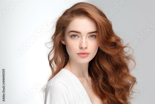 Enchanting Young Woman Model On A White Background