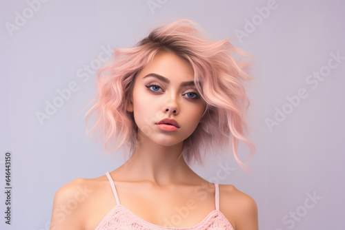 Enchanting Young Woman Model On A Pastel Background