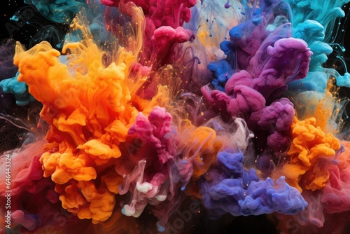 Valokuvatapetti vivid powder dyes erupting and forming a whirlwind of colors