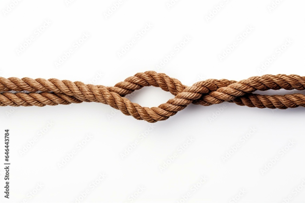 Brown rope frame with knots on white background. Generative AI