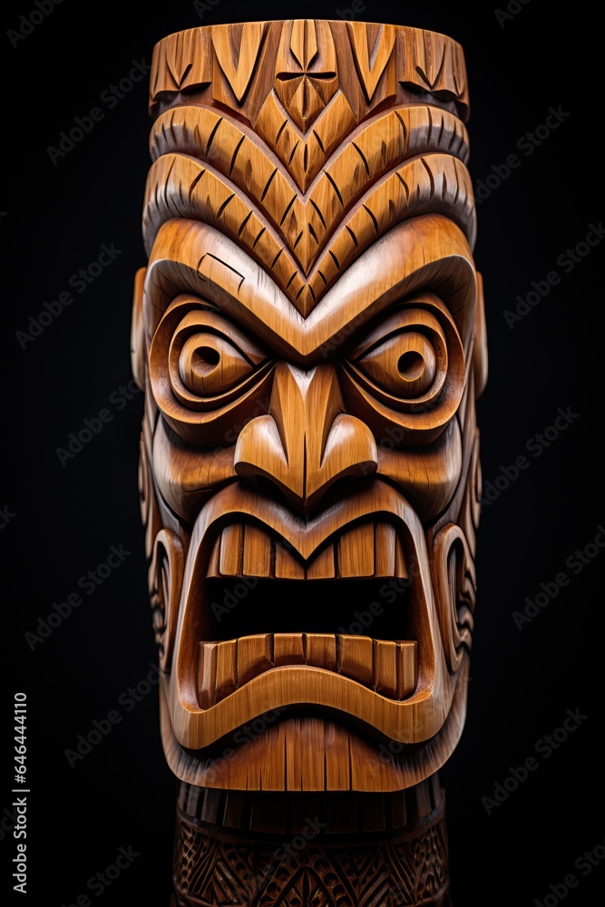 Tiki Mask of some Tribu over a Dark Background.