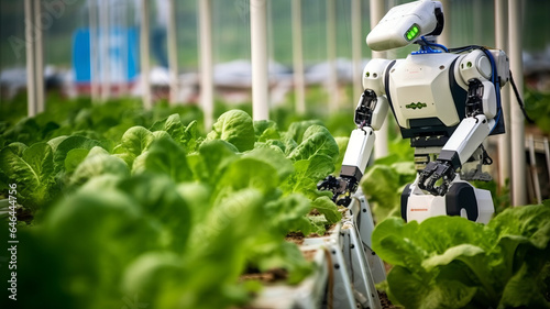 photo of A robot is working on a lettuce farm.