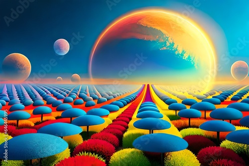 3d render of a rainbow over the planet