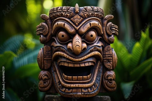Tiki Mask of some Tribu in the middle of a Tropical Forest. © Luca