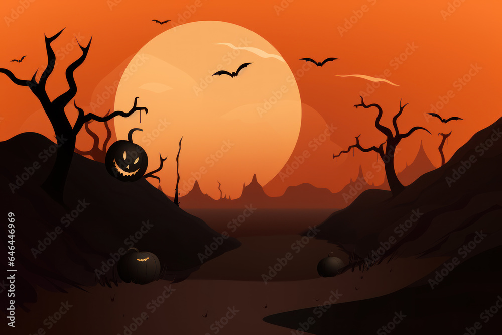 Bat Pumpkins In The Spooky Night, Halloween Backdrop background
