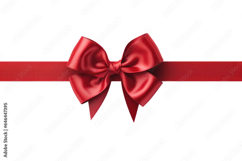 Red ribbon bow isolated transparent background, PNG, Christmas present wrapping Red ribbon bow isolated transparent background, PNG, Christmas present wrapping