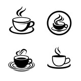 Set of tea or coffe cups, logo. Icons vector illustration