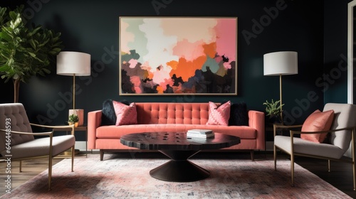 Bold Living Room with Statement Art, generative ai