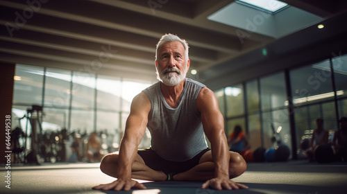 Fit mature man Embracing Retirement with Positivity Through Yoga