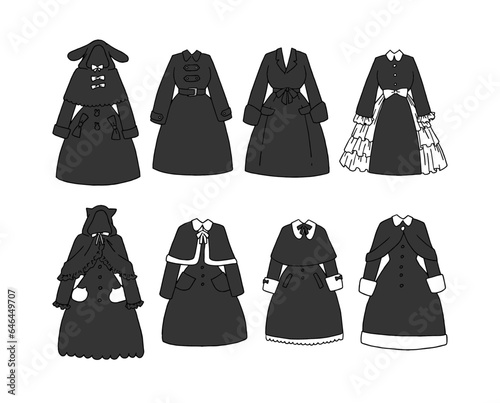 黒のコートのイラストセット