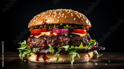 Homemade Beef Burger Seen from Above on White Background