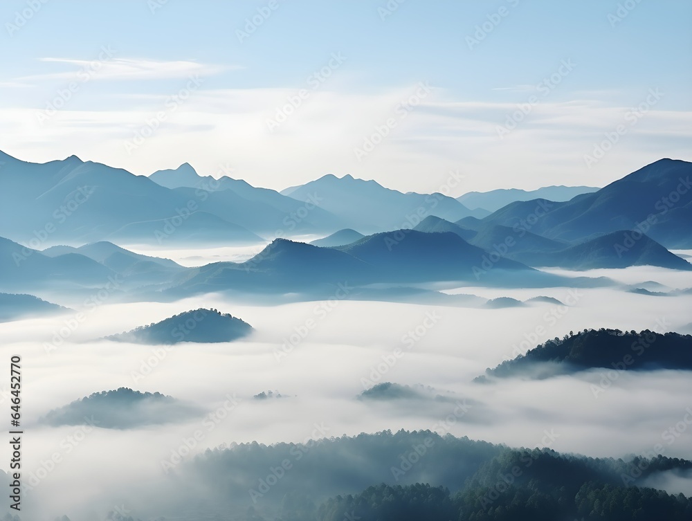 Beautiful mountain range with cloud and fog