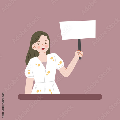 cute demonstrator campaign protester blank sign