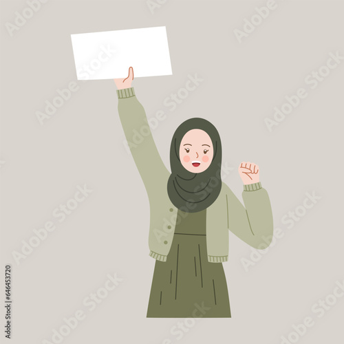 cute demonstrator campaign protester blank sign